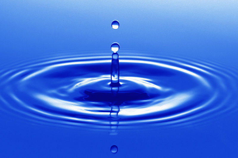 Drop Of Water On Pond All Blue